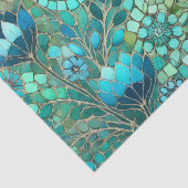 Bloemmozaïek Marine Blauw Groene Bloemen Decoupage Tissuepapier (Detail)