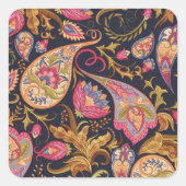  bloemnaadloos paisley patroon. vierkante sticker (Voorkant)