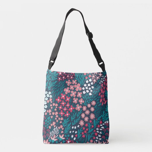  bloemnaadloze textuur. crossbody tas (Achterkant)