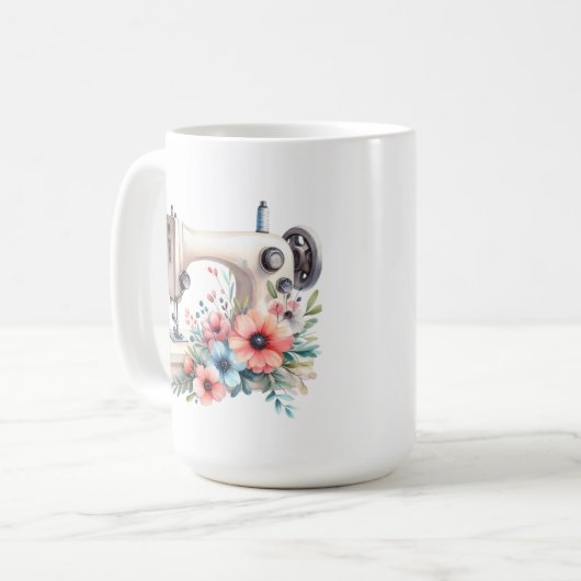  bloemnaaimachine monogram koffiemok (Voorkant links)