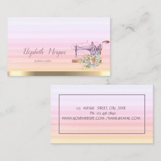 Bloemnaaimachine Stripes Ombre Visitekaartje (Voorkant / Achterkant)