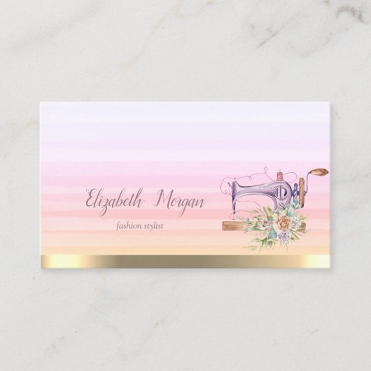 Bloemnaaimachine Stripes Ombre Visitekaartje (Voorkant)