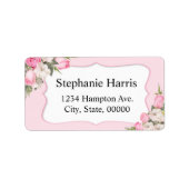 Bloemnaam Adres Sticker Roze Rozen (Voorkant)