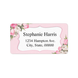 Bloemnaam Adres Sticker Roze Rozen