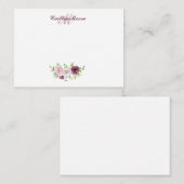 bloemnaam en Initiaal monogram Notitiekaartje (Voorkant / Achterkant)