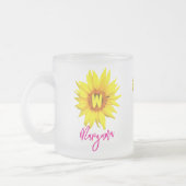 Bloemnaam en -monogram | Gepersonaliseerde zonnebl Matglas Koffiemok (Links)