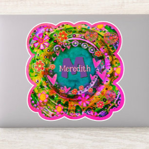 Bloemnaam & Initiaal Inspirivity FunPersonalized Sticker