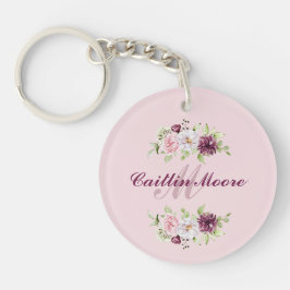 Bloemnaam & Initiaal Monogram Acryl Sleutelhanger