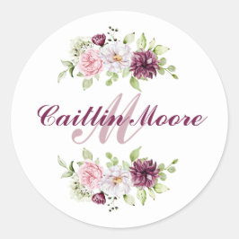 bloemnaam & Initiaal Monogram Sticker