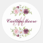 bloemnaam & Initiaal Monogram Sticker (Voorkant)