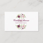 Bloemnaam & Monogram QR Code Visitekaartje (Voorkant)