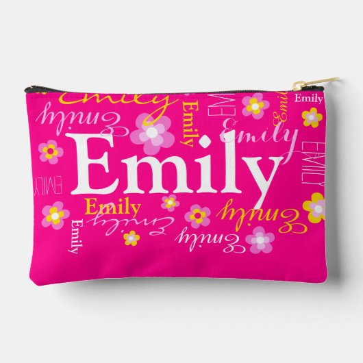 Bloemnaam patroon roze geel aangepaste potlood of etui (Achterkant)