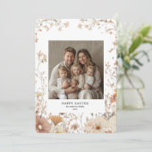 Bloemneutraal Lijst Familie Foto & Naam Pasen Kaart (Staand voorkant)