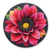 Bloemnoir Keramische Knop (Voorkant)