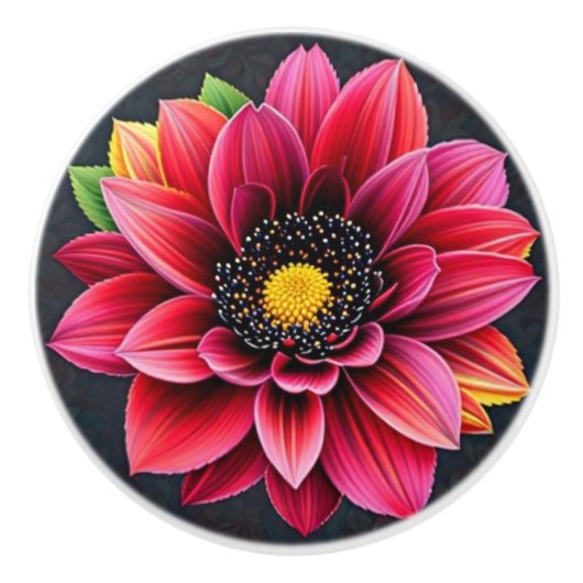 Bloemnoir Keramische Knop (Voorkant)