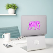 Bloemolifant, Amethyst Paars en Orchid Sticker (Laptop op bureau)