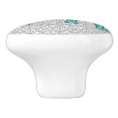 Bloemolifant mandala, turkooizen, grijs en wit keramische knop (Zijkant)