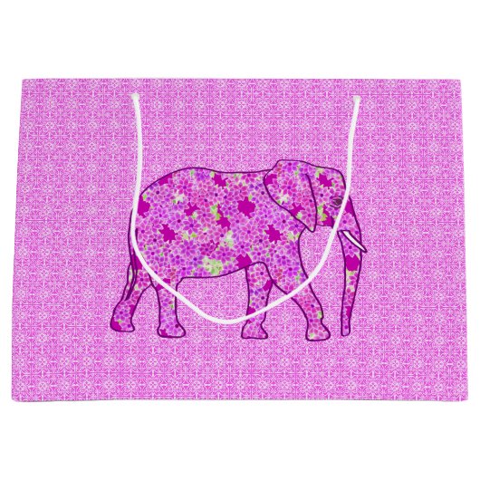 Bloemolifant, orchidee en magenta groot cadeauzakje (Voorkant)