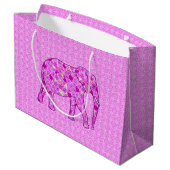Bloemolifant, orchidee en magenta groot cadeauzakje (Achterkant Gekanteld)