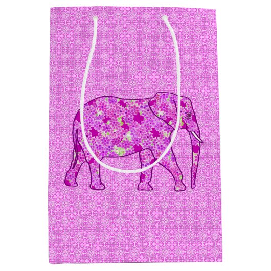 Bloemolifant, orchidee en magenta medium cadeauzakje (Voorkant)