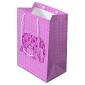 Bloemolifant, orchidee en magenta medium cadeauzakje (Achterkant Gekanteld)