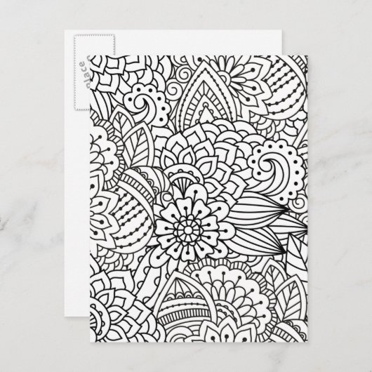 Bloemontwerp Doodle Briefkaart (Voorkant / Achterkant)