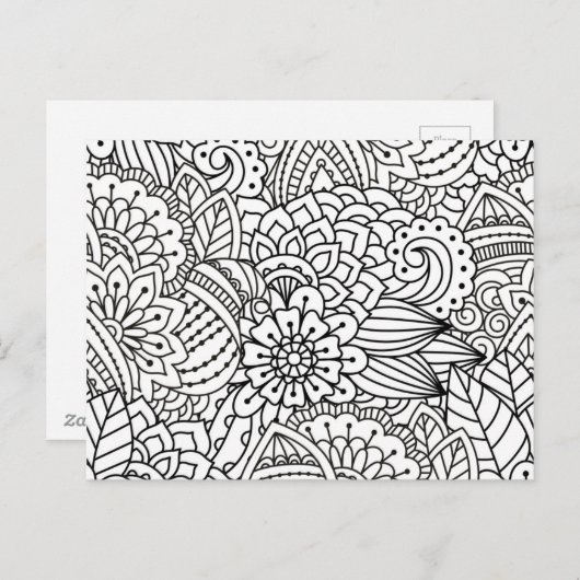 Bloemontwerp Doodle Briefkaart (Voorkant / Achterkant)