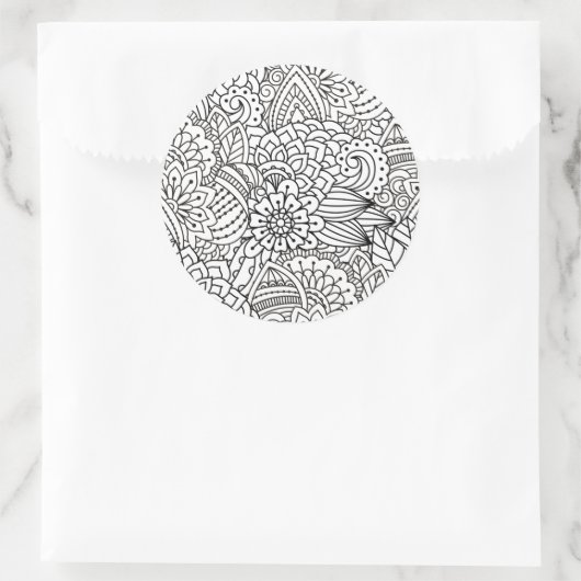 Bloemontwerp Doodle Ronde Sticker (Tas)