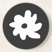 bloemontwerp . een zwarte en witte bloem zandsteen onderzetter (Voorkant)