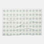 Bloemontwerp in blauw wit en groen theedoek (Horizontaal)