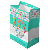 Bloemontwerp met Blauwgroen Medium Cadeauzakje (Voorkant Gekanteld)