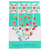 Bloemontwerp met Blauwgroen Medium Cadeauzakje (Achterkant)