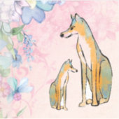 Bloemontwerp met honden vinyl sticker (Voorkant)