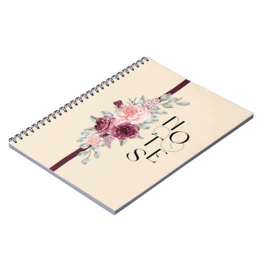 Bloemontwerp met lint in roze en zwart notitieboek (Linkerzijde)