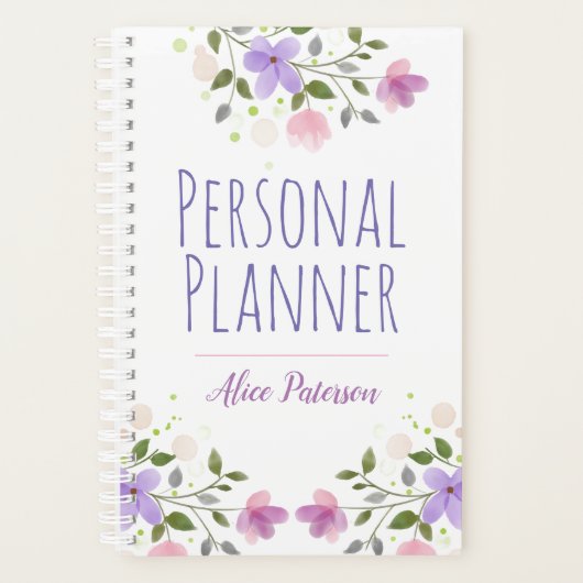 Bloemontwerp met naam van de eigenaar persoonlijk planner (Voorkant)