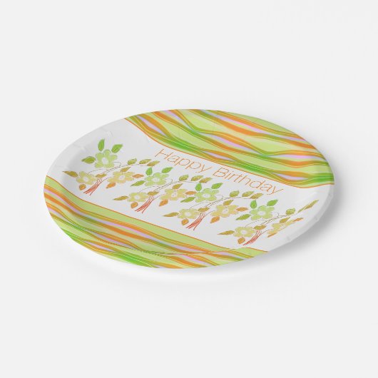 Bloemontwerp met Sinaasappel Papieren Bordje (Gekanteld)