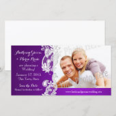  Bloemontwerp Paarse Save the Date Foto (Voorkant / Achterkant)