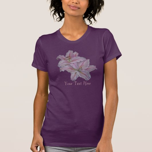Bloemontwerp roze lelie bloemen t-shirt (Voorkant)