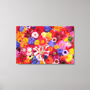 Bloemontwerp van Dalhia, Oosterse lelies, Canvas Afdruk