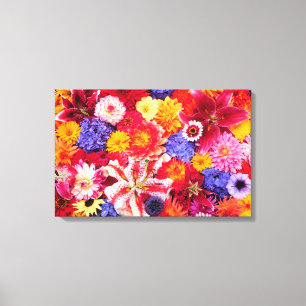 Bloemontwerp van Dalhia, Oosterse lelies, Canvas Afdruk
