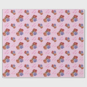 bloemontwerp van rode rozen en rozen bloemen cadeaupapier (Vlak)