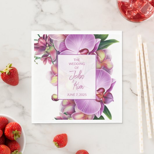 Bloemorchideeën Trouwpapier Servet (Insitu)