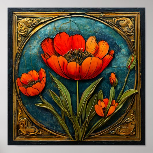 Bloemornament Poster (Voorkant)