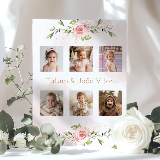 Bloemouders worden foto baby shower poster
