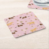  bloempaard kartonnen onderzetters (Schuin)