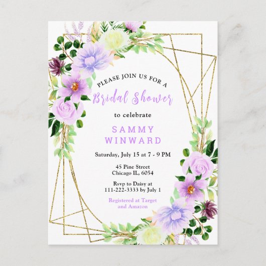 Bloempaarse bloemen met gebladerte Vrijgezellenfee Briefkaart (Voorkant)