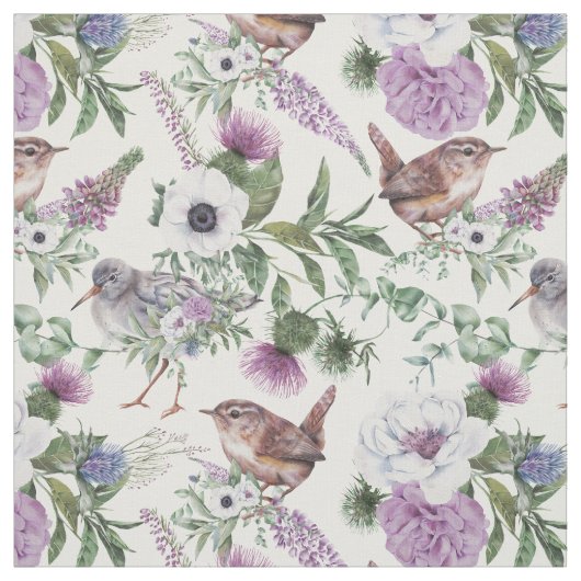 Bloempaarse Distel Zangvogel Stof (Swatch)