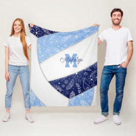 Bloempaisleys Navy lichtblauw volleybal Fleece Deken