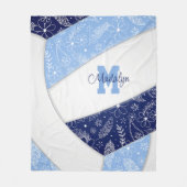 Bloempaisleys Navy lichtblauw volleybal Fleece Deken (Voorkant)