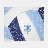 Bloempaisleys Navy lichtblauw volleybal Fleece Deken (Voorkant (Horizontaal))